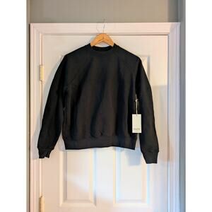 MATE The Label Organic Fleece Raglan Sweatshirt Black XS Oversize Crew NWT